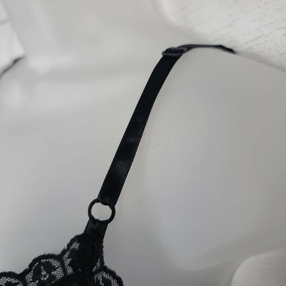 Sears Full Slip Black Silky Nylon Size 38 VTG Lace Adjustable Strap Medium Large - Picture 8 of 11